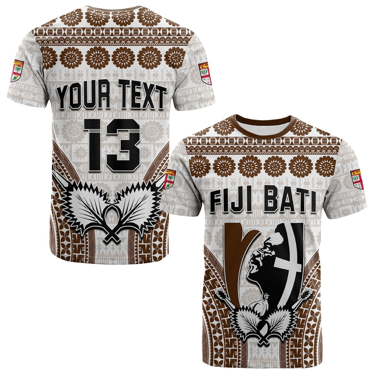 Custom Text and Number Fiji Rugby Bati T Shirt Proud Tapa Pattern LT13 - Wonder Print Shop