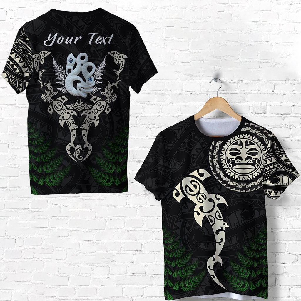 Custom Aotearoa Fern T Shirt Maori Manaia and Fish LT13 - Wonder Print Shop