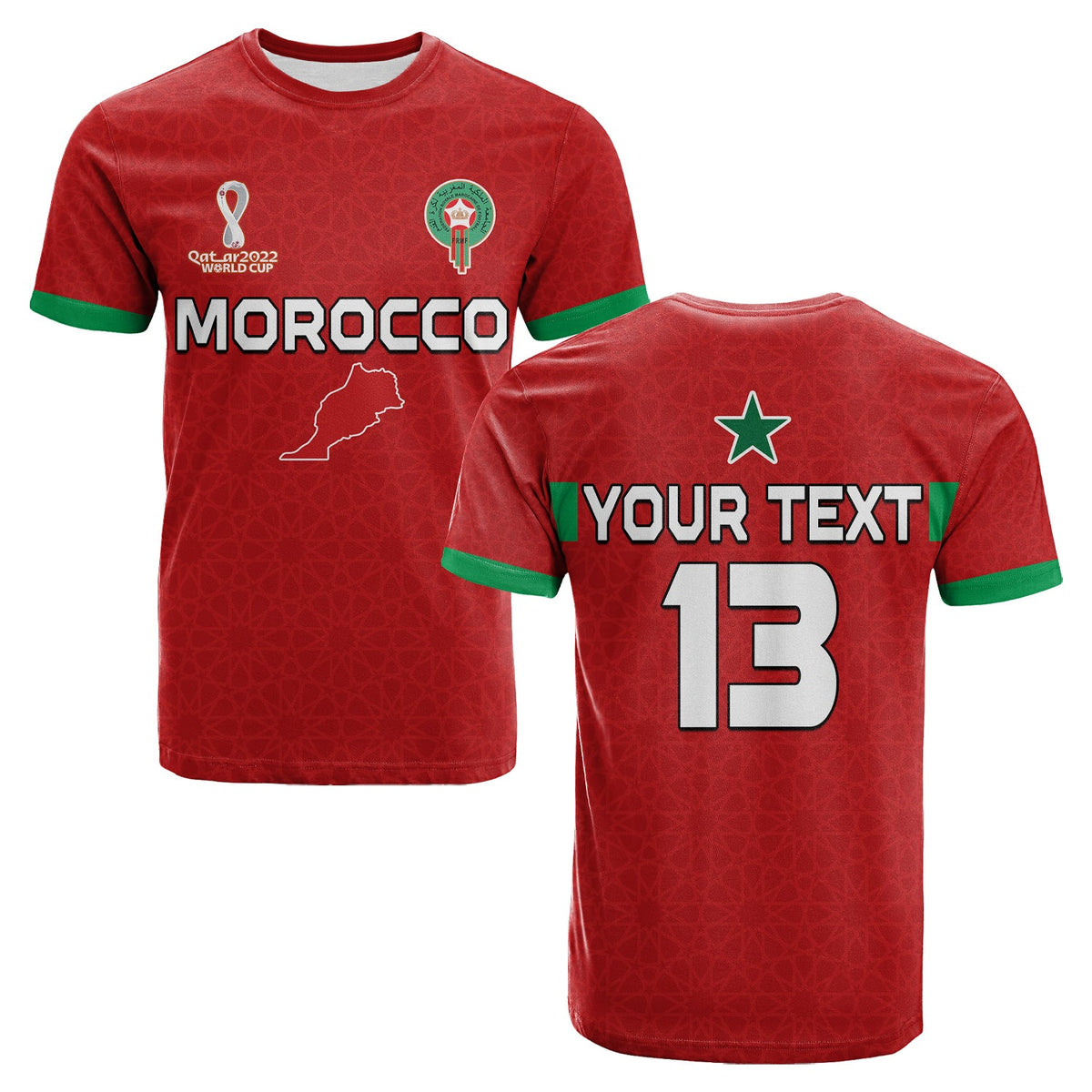 Custom Morocco Football T Shirt Champions World Cup Soccer Proud LT13 - Wonder Print Shop