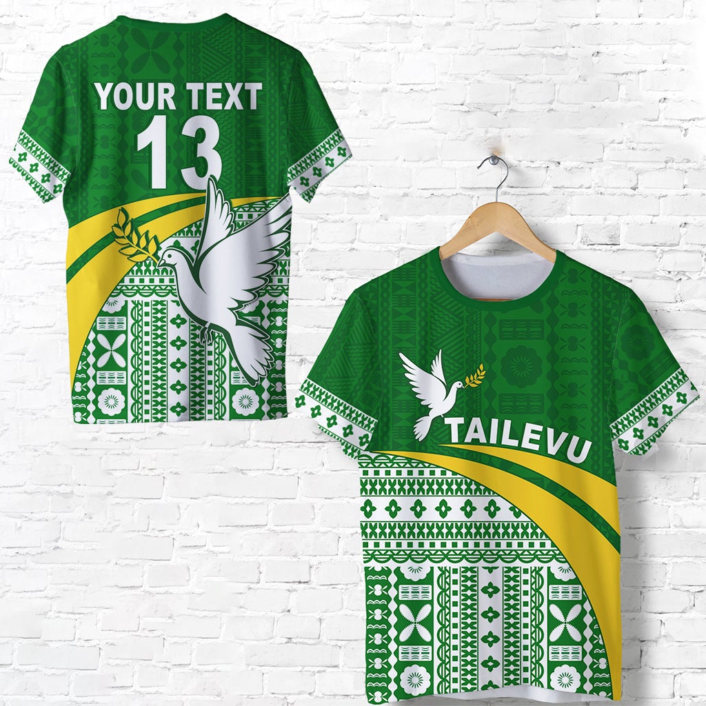Custom Tailevu Rugby T Shirt Fiji Rugby Tapa Pattern Green LT13 - Wonder Print Shop