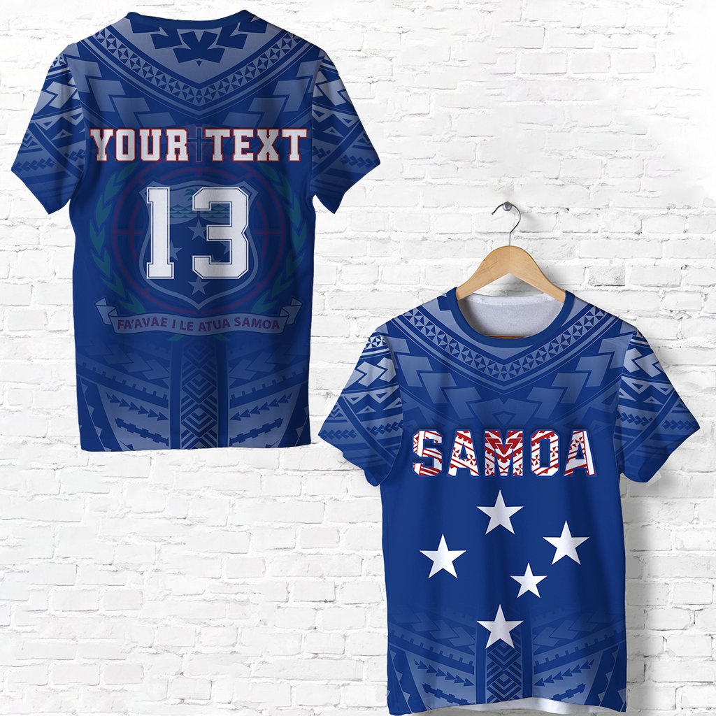 Custom Samoa T Shirt Simple Polynesian Custom Text and Number LT13 - Wonder Print Shop