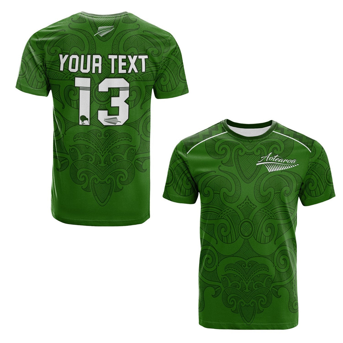 Custom Maori 2021 T Shirt Green Aotearoa Tattoo Custom Text and Number LT13 - Wonder Print Shop