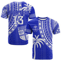 Custom Text and Number Fiji Rugby Sevens T Shirt Fijian 7s Tapa Polynesian Blue Ver.02 LT13 - Wonder Print Shop