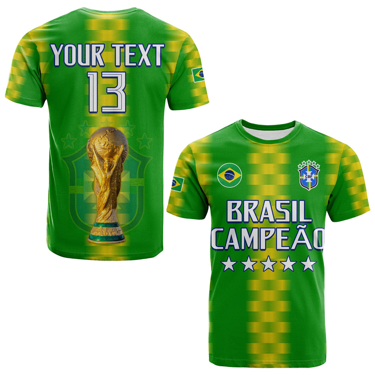 Custom Brazil Football Champions T Shirt Proud Selecao LT13 - Wonder Print Shop