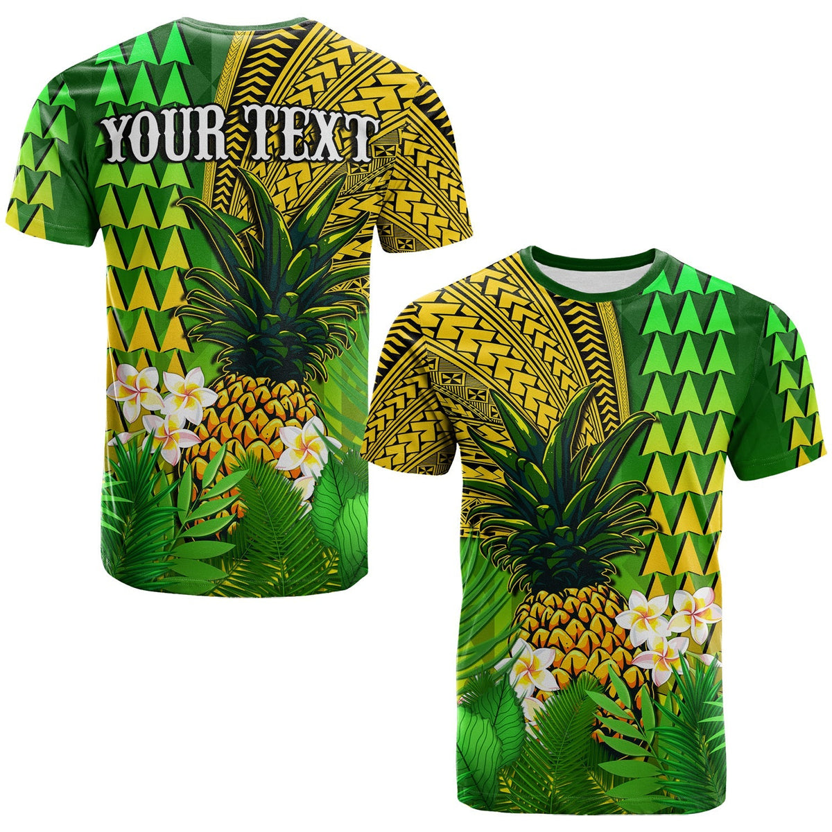 Custom Hawaii Pineapple T Shirt Plumeria Frangipani Mix Tribal Pattern LT13 - Wonder Print Shop