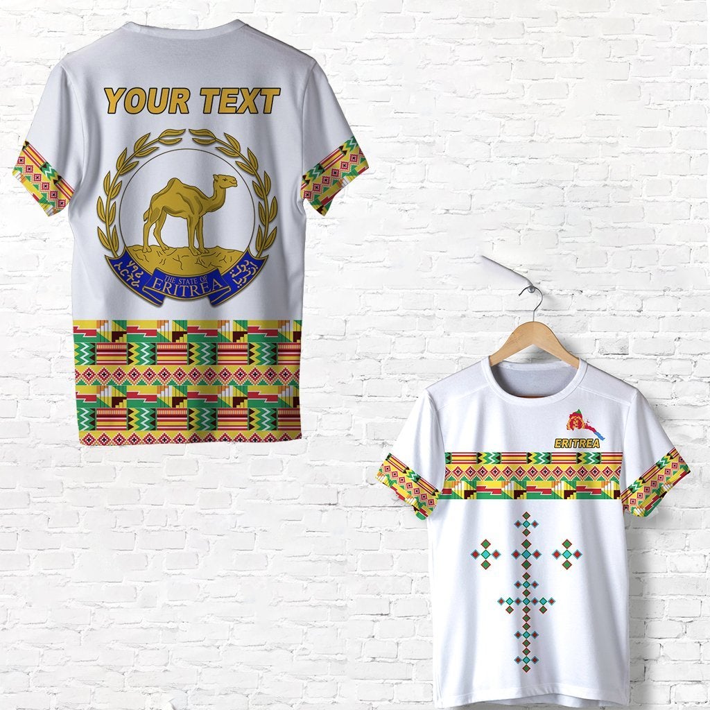 Custom Eritrea T Shirt Mix Eritrean Cross Version White LT13 - Wonder Print Shop