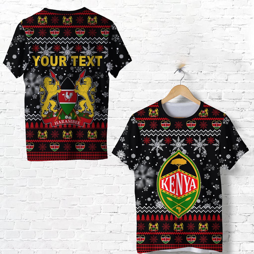 Custom Kenya Christmas T Shirt Shield mix African Pattern LT13 - Wonder Print Shop