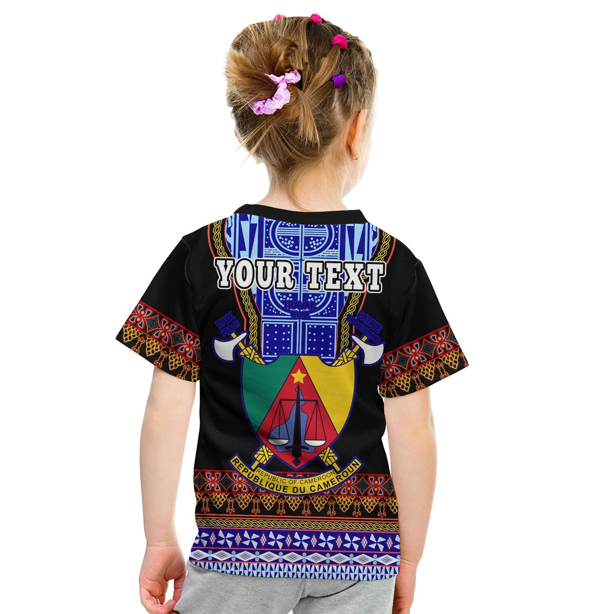 Custom Cameroon T Shirt Atoghu Pattern Black Style - Wonder Print Shop