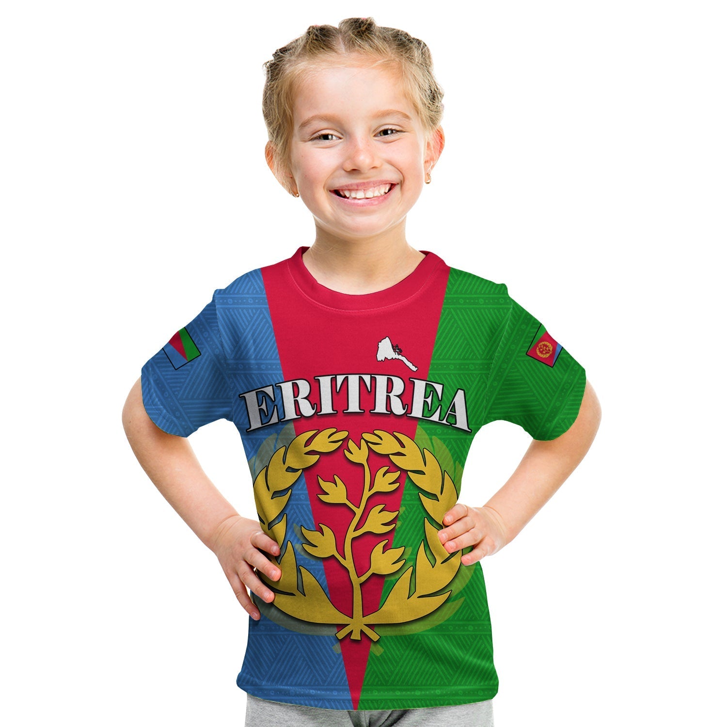 Eritrea T Shirt KID Eritrean Map Mix African Pattern Simple Style - Wonder Print Shop