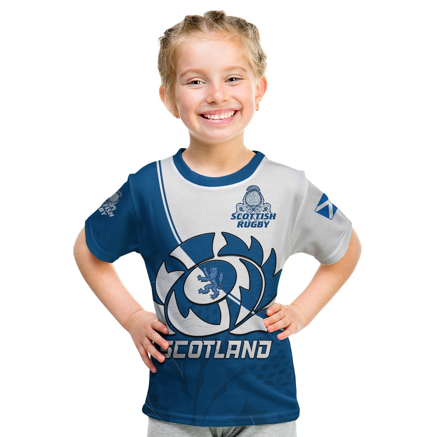 scotland-rugby-t-shirt-kid-scottish-coat-of-arms-mix-thistle-newest-version