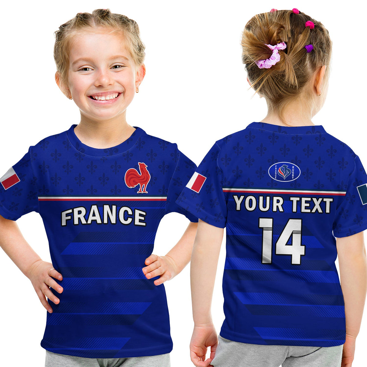 (Custom Text And Number) France Rugby T Shirt KID Outgoing Tour Allez Les Bleus - Wonder Print Shop
