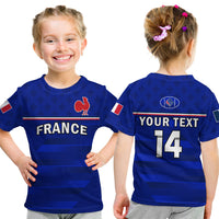 (Custom Text And Number) France Rugby T Shirt KID Outgoing Tour Allez Les Bleus - Wonder Print Shop