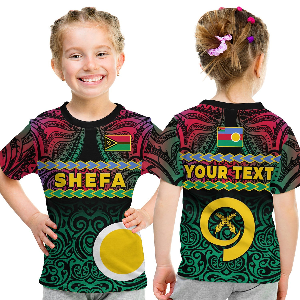 Custom Shefa Province T Shirt Vanuatu Pig Tusk Polynesian Flag Style - Wonder Print Shop