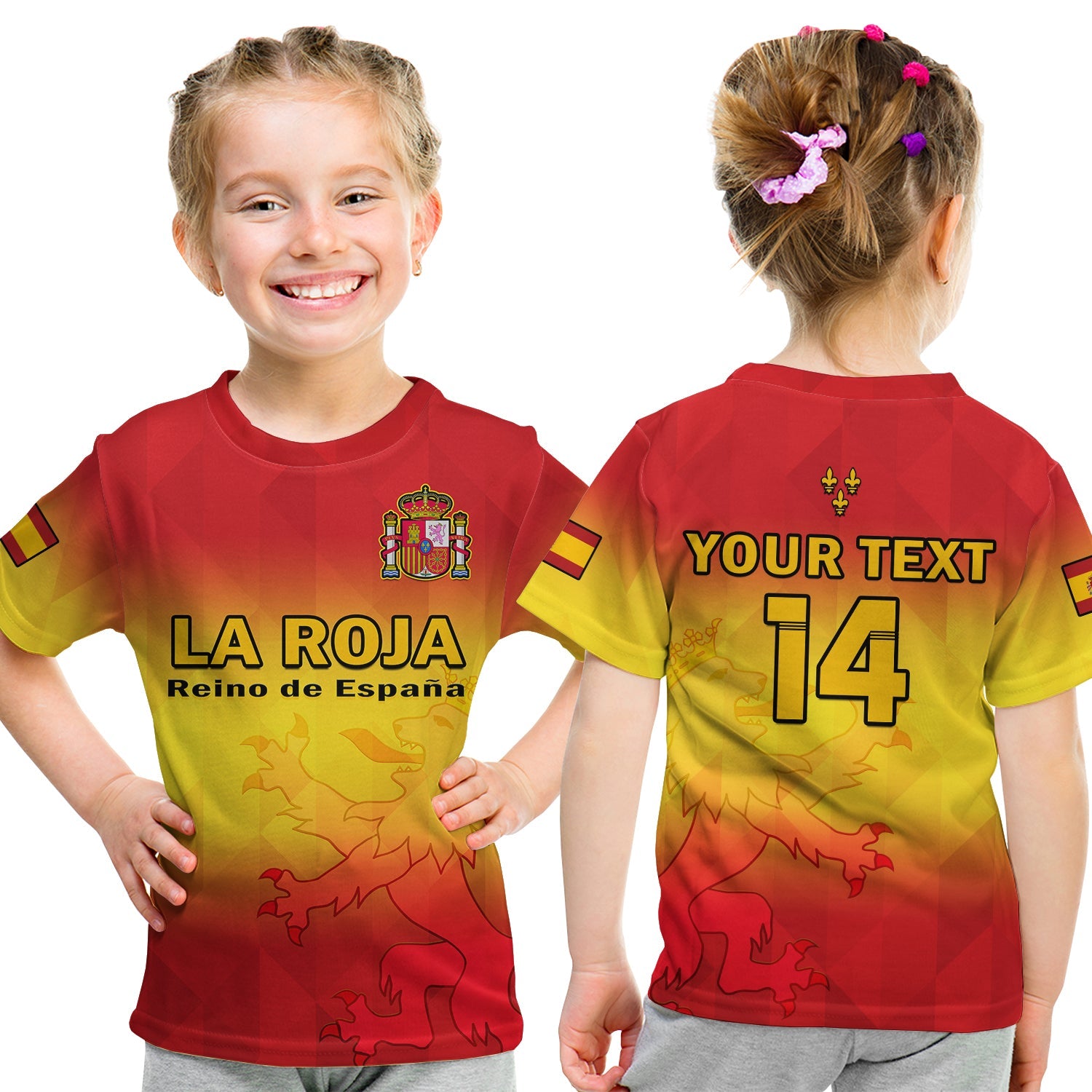 custom-text-and-number-spain-football-t-shirt-kid-la-roja-world-cup-2022