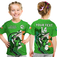 (Custom Text And Number) Ireland Cricket T Shirt KID Irish Flag Shamrock Sporty Style - Wonder Print Shop
