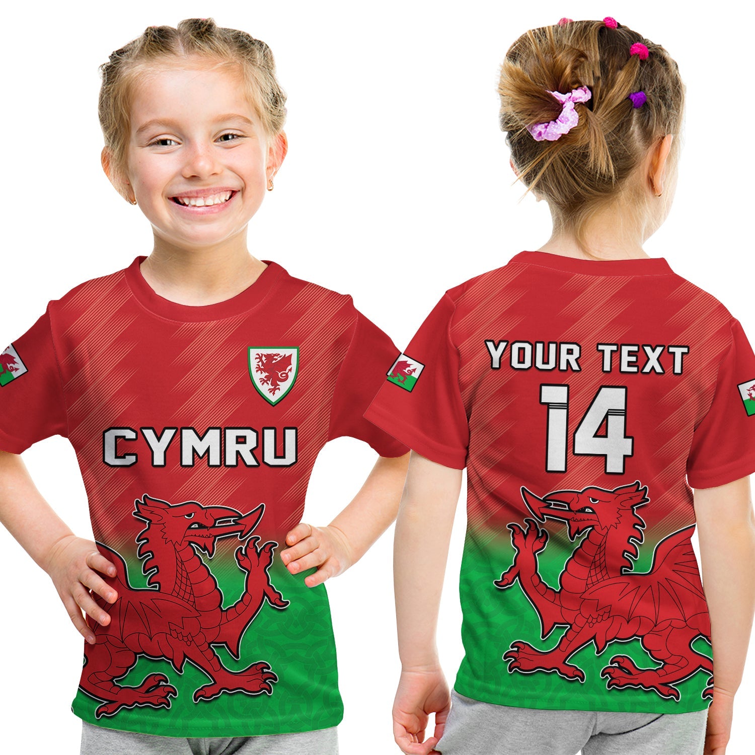 (Custom Text And Number) Wales Football T Shirt KID World Cup 2022 Come On Cymru Yma O Hyd - Wonder Print Shop