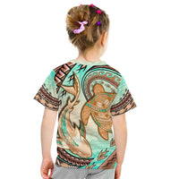 Hawaii T Shirt Polynesian Shark And Sea Turtle Dreamy Turquoise Artsy - Wonder Print Shop