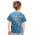 Custom Text And Number Fiji Tapa Rugby T Shirt KID Fijian Cibi Dance Tapa Pattern Blue - Wonder Print Shop