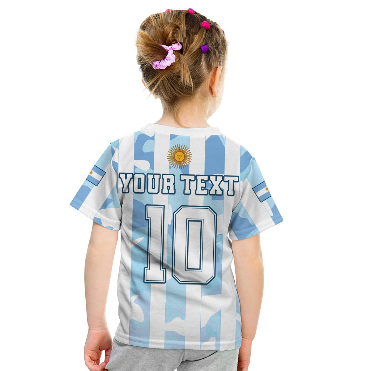 (Custom Personalised) Argentina Football T Shirt KID AFA Champions 2022 Sporty Style - Wonder Print Shop