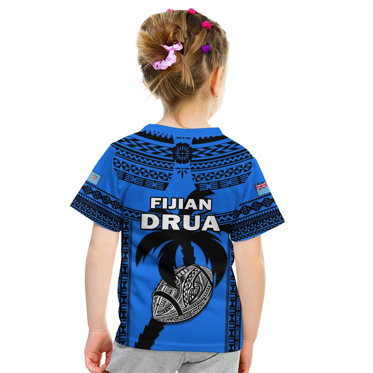 Fiji Rugby T Shirt KID Fijian Drua Super Polynesian Special Tapa Pattern - Wonder Print Shop