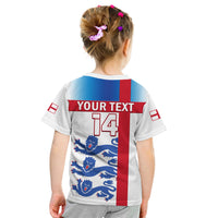 (Custom Text And Number) England Football T Shirt KID Three Lions Champions World Cup 2022 - Wonder Print Shop