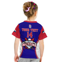 (Custom Text And Number) Dominican Republic Baseball 2023 T Shirt KID Version Blue - Wonder Print Shop