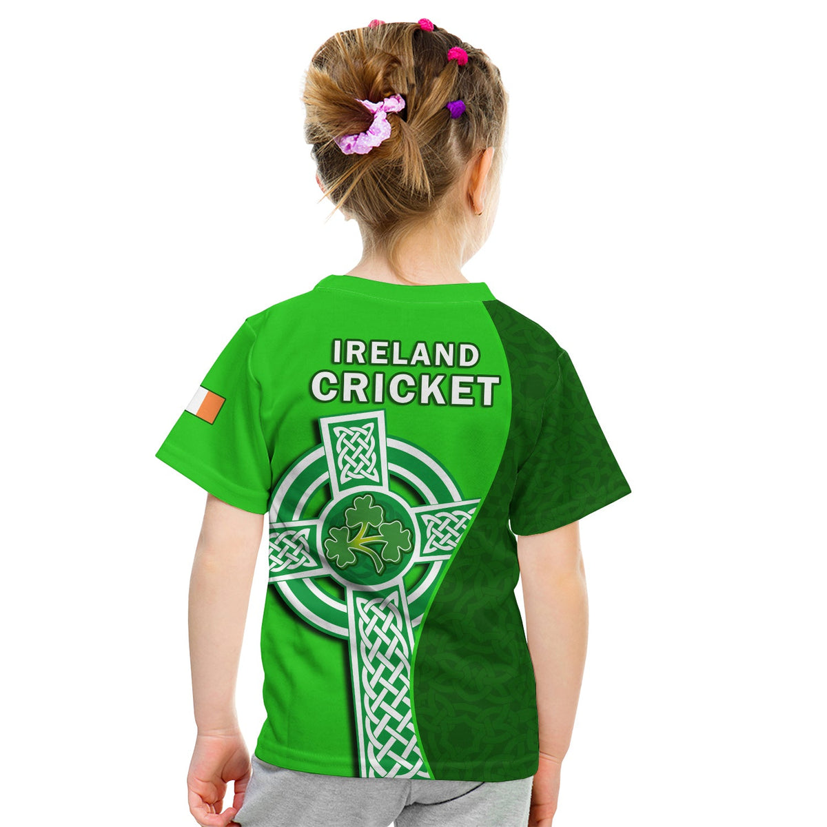 Ireland Cricket T Shirt Irish Flag Celtic Cross Sporty Style - Wonder Print Shop