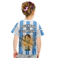 Kids Argentina football T-shirt, back trophy with 'Argentina 2022 Campeón'