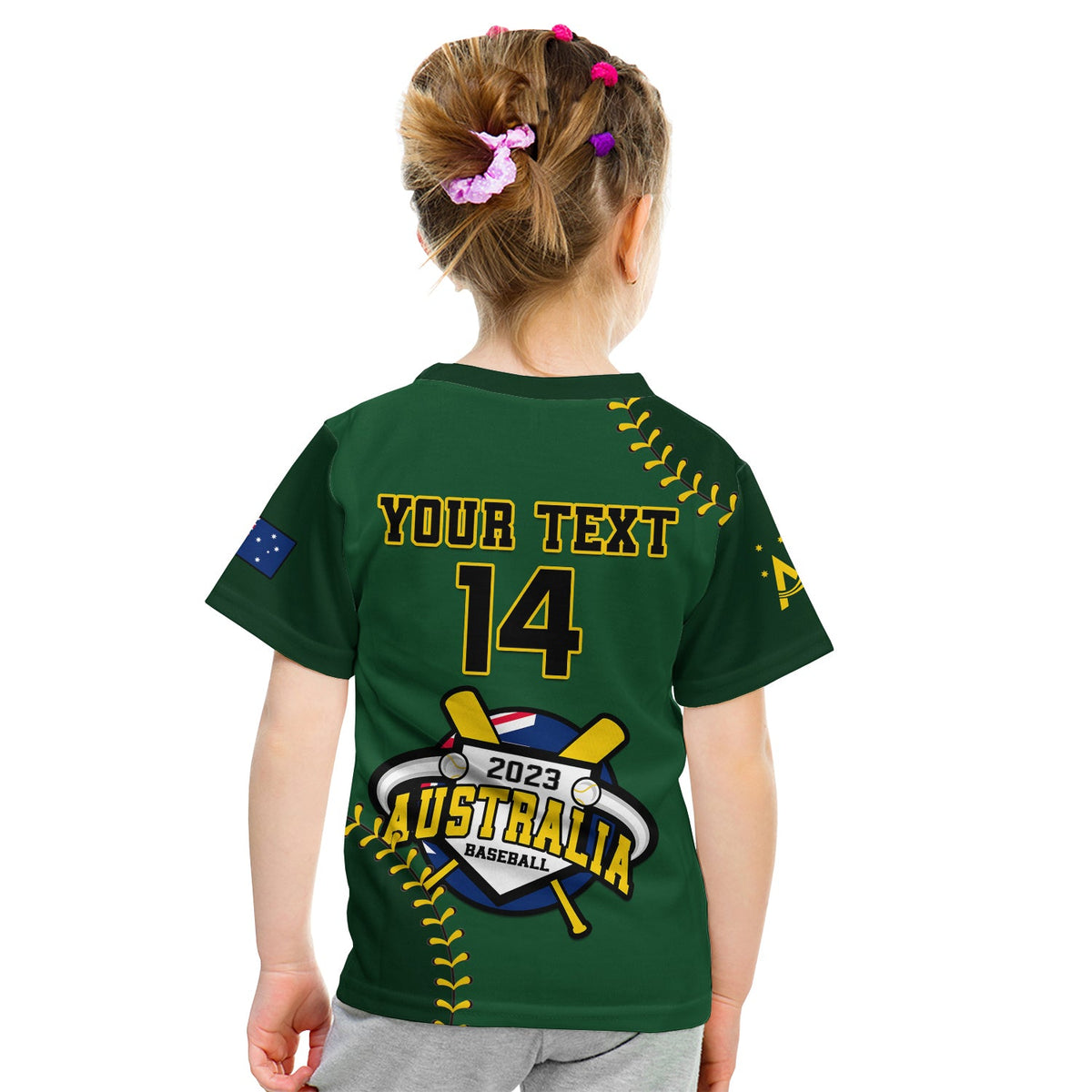 (Custom Text And Number) Australia Baseball 2023 T Shirt KID Go Aussie - Wonder Print Shop