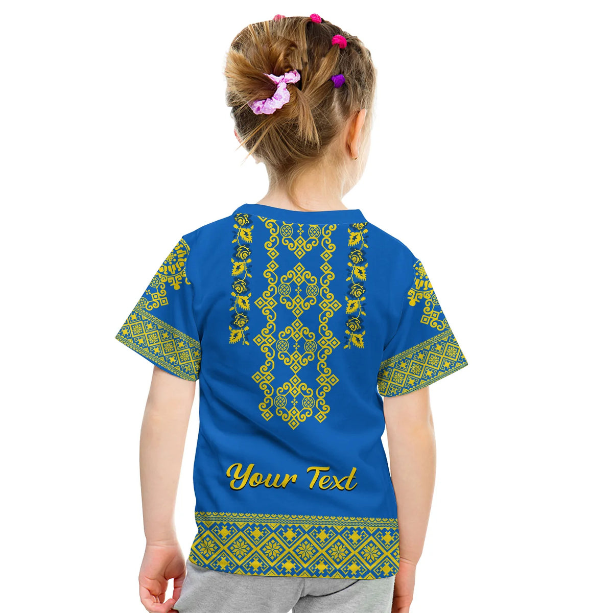 Custom Ukraine T Shirt Yellow Ukrainian Folk - Wonder Print Shop