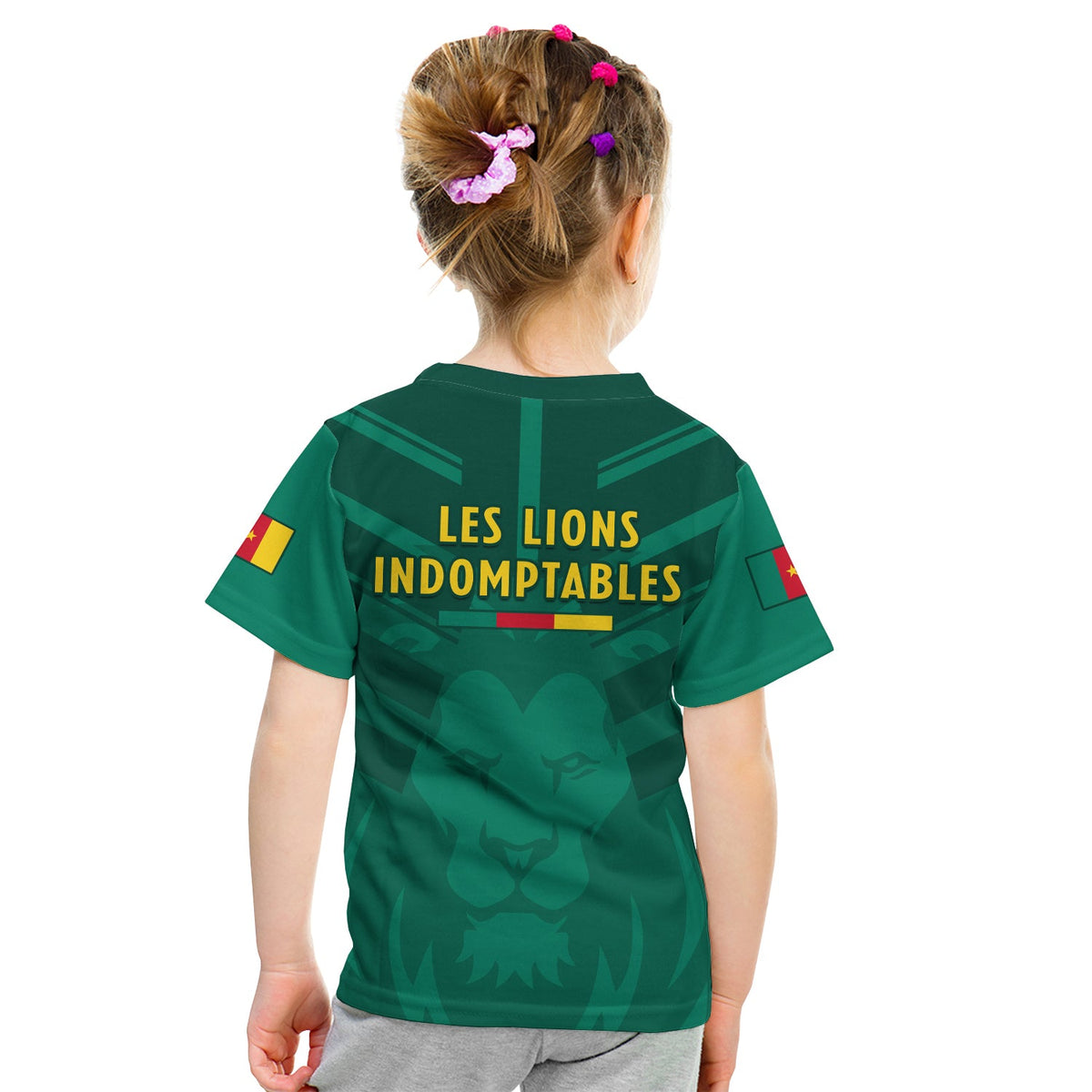 Cameroon Football T Shirt KID Les Lions Indomptables Green World Cup 2022 - Wonder Print Shop