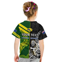 (Custom Personalised) Australia Kangaroos And All Black Rugby T Shirt KID Aboriginal Mix NZ Maori Fern - Wonder Print Shop