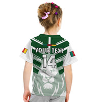 (Custom Text And Number) Cameroon Football T Shirt KID Les Lions Indomptables White World Cup 2022 - Wonder Print Shop