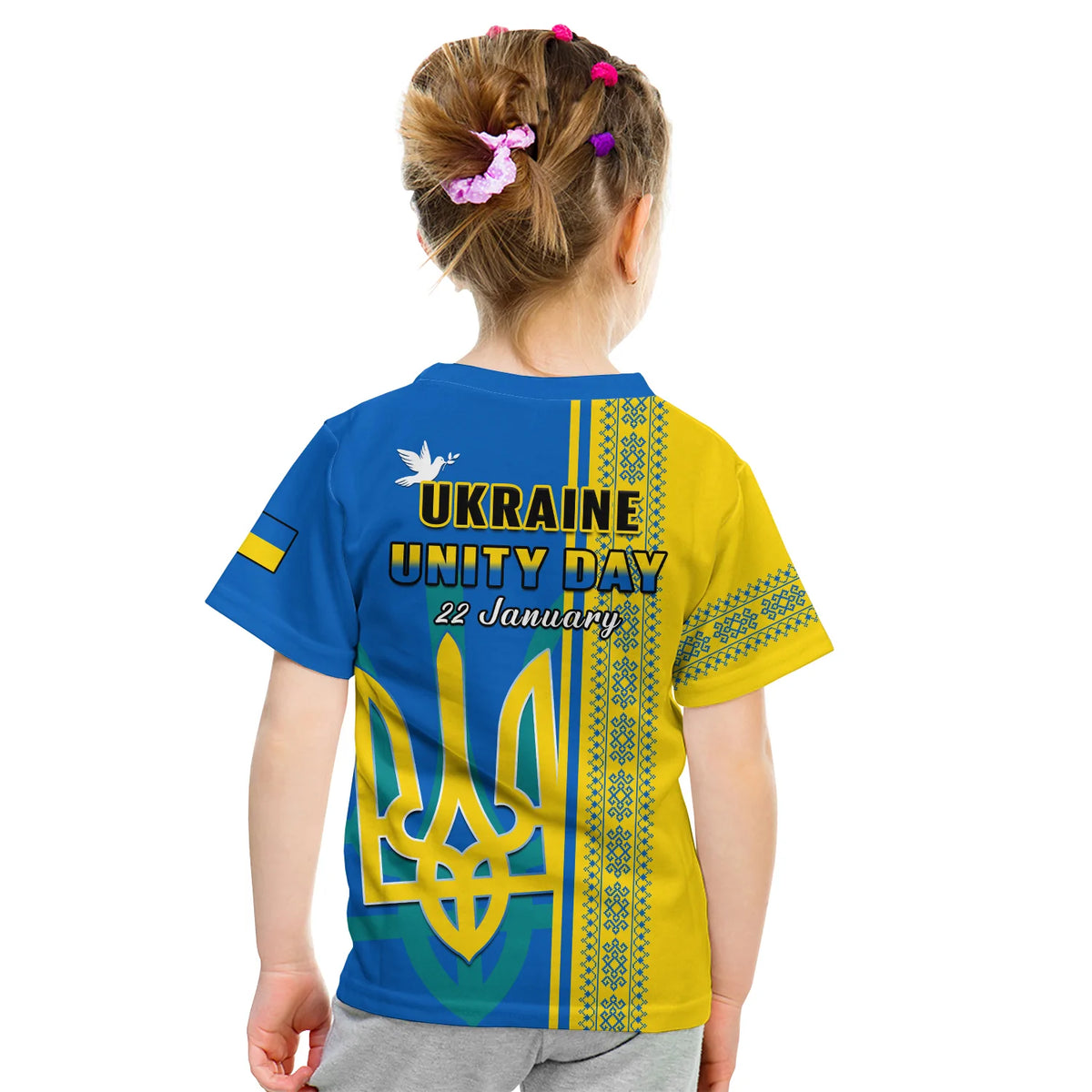 Ukraine Unity Day T Shirt KID Folk Ukrainian Coat Of Arms - Wonder Print Shop
