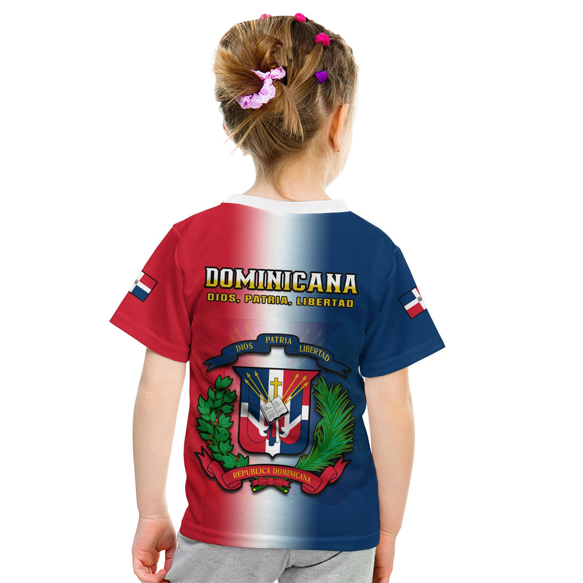 Dominican Republic T Shirt KID Dominicana Coat Of Arms Gradient Style - Wonder Print Shop