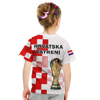 Croatia Football T Shirt KID Hrvatska Checkerboard Champions WC 2022 - Wonder Print Shop