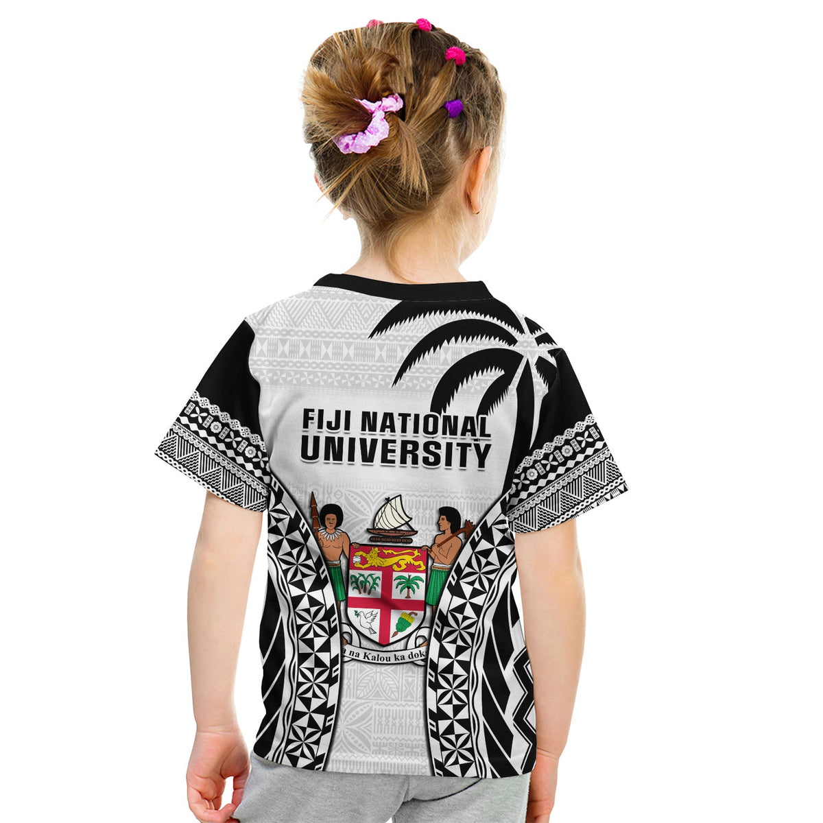Fiji University T Shirt KID National Fijian Tapa Pattern White - Wonder Print Shop