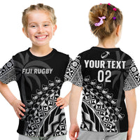 Custom Text And Number Fiji Rugby T Shirt Fijian Cibi Dance Tapa Pattern Black - Wonder Print Shop