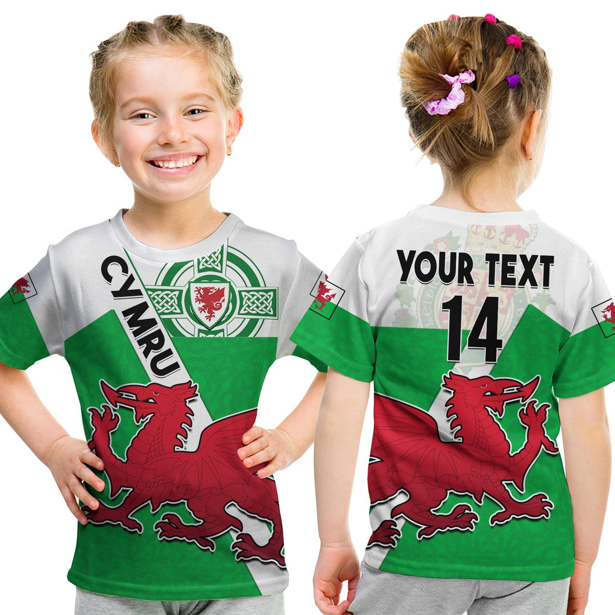 Custom Wales Football T Shirt Come On Welsh Dragons With Celtic Knot Pattern - Wonder Print Shop