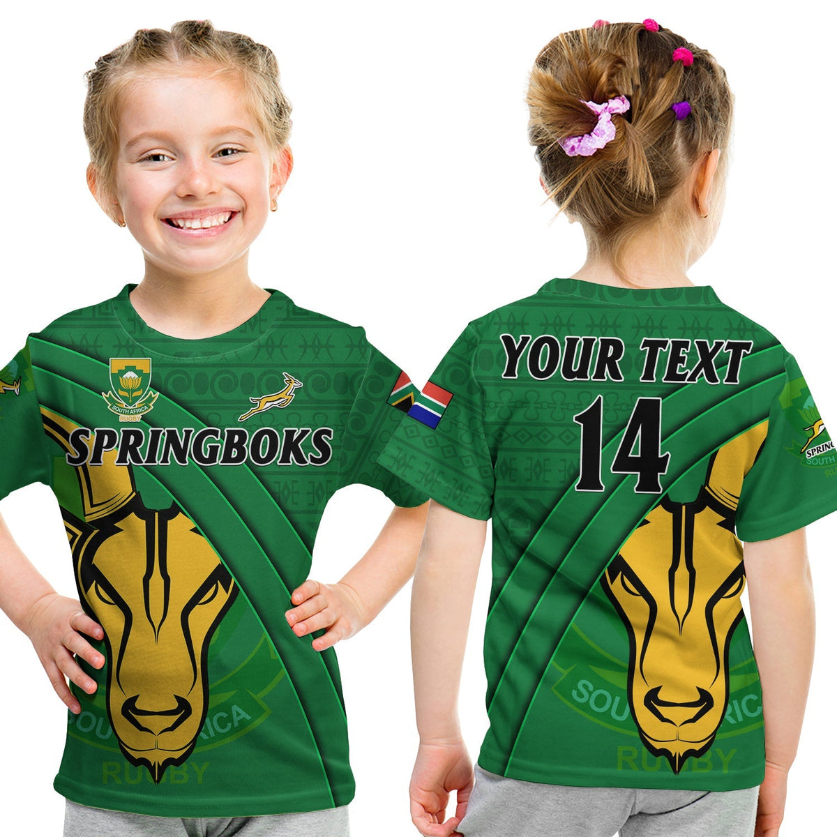 Custom South Africa Rugby T Shirt Bokke Springbok With African Pattern Stronger Together - Wonder Print Shop