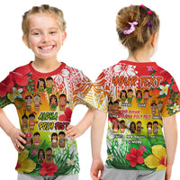Kids tropical festival T-shirt, front and back view with Aloha Poly Fest graphic