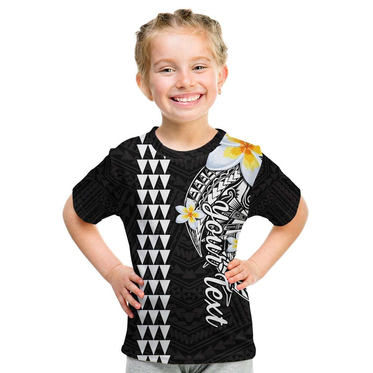 Custom Personalised Hawaii T Shirt KID Kakau Kanaka Maoli Combine Polynesian Shark Ver.07 - Wonder Print Shop