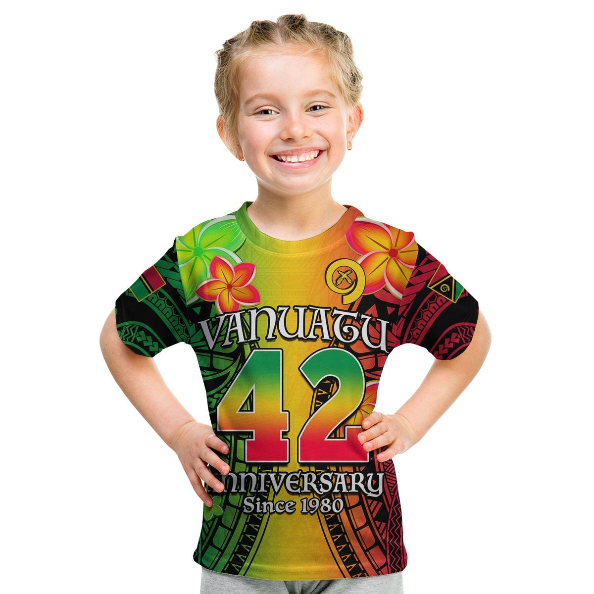 Vanuatu 1980 T Shirt Long God Yumi Stanap Happy 42nd Independence Anniversary - Wonder Print Shop