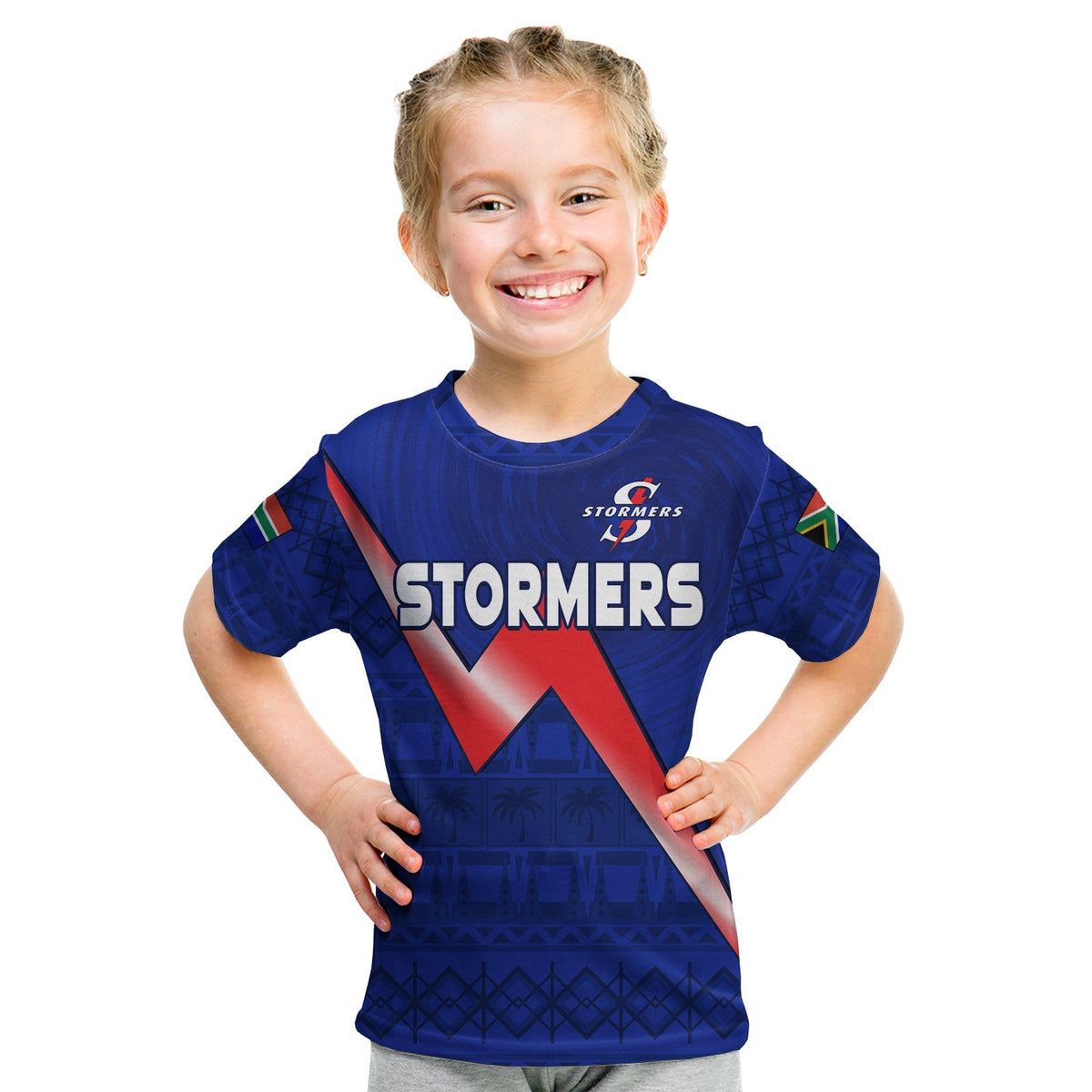 Stormers South Africa Rugby T shirt KID We Are The Champions URC African Pattern - Wonder Print Shop