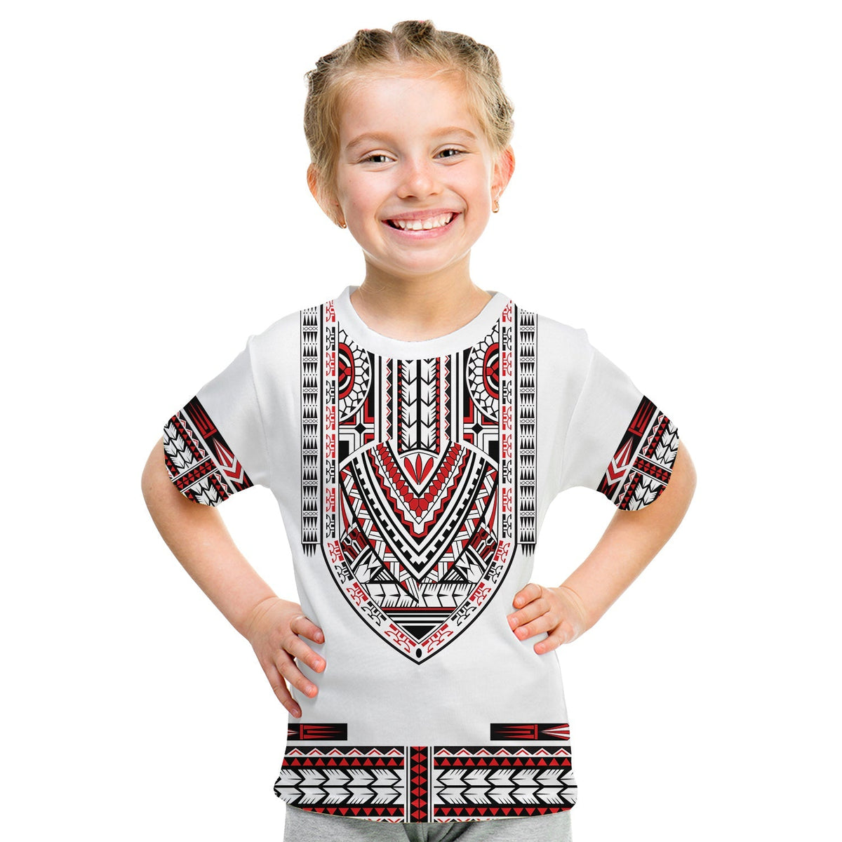 Custom Personalised Polynesian T Shirt KID Dashiki With Polynesian Tattoo Royal Version - Wonder Print Shop