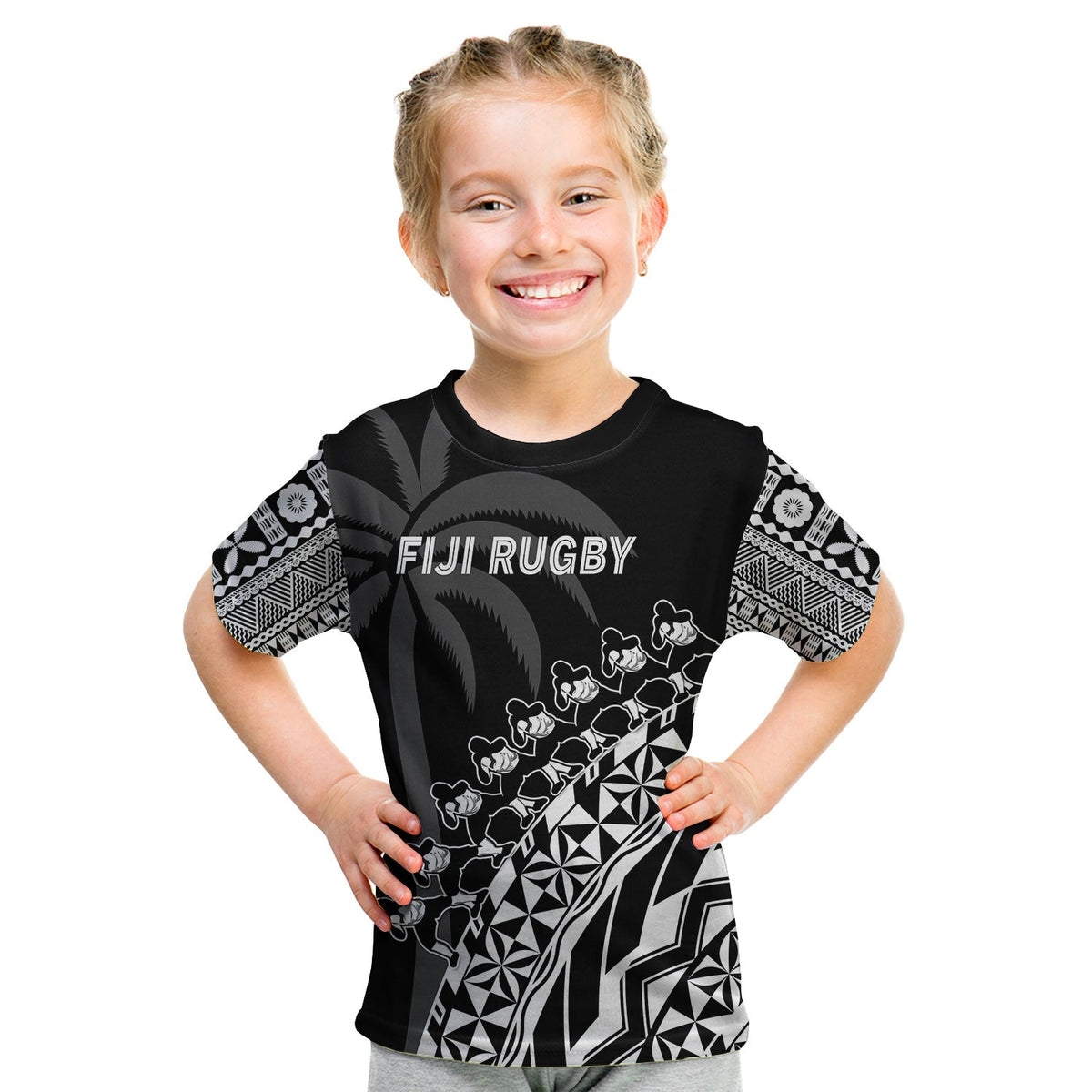 Custom Text And Number Fiji Rugby T Shirt Fijian Cibi Dance Tapa Pattern Black - Wonder Print Shop