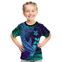 Custom Personalised Polynesian T Shirt KID Purple Paradise Hawaiian Tribal Hammerhead Shark - Wonder Print Shop
