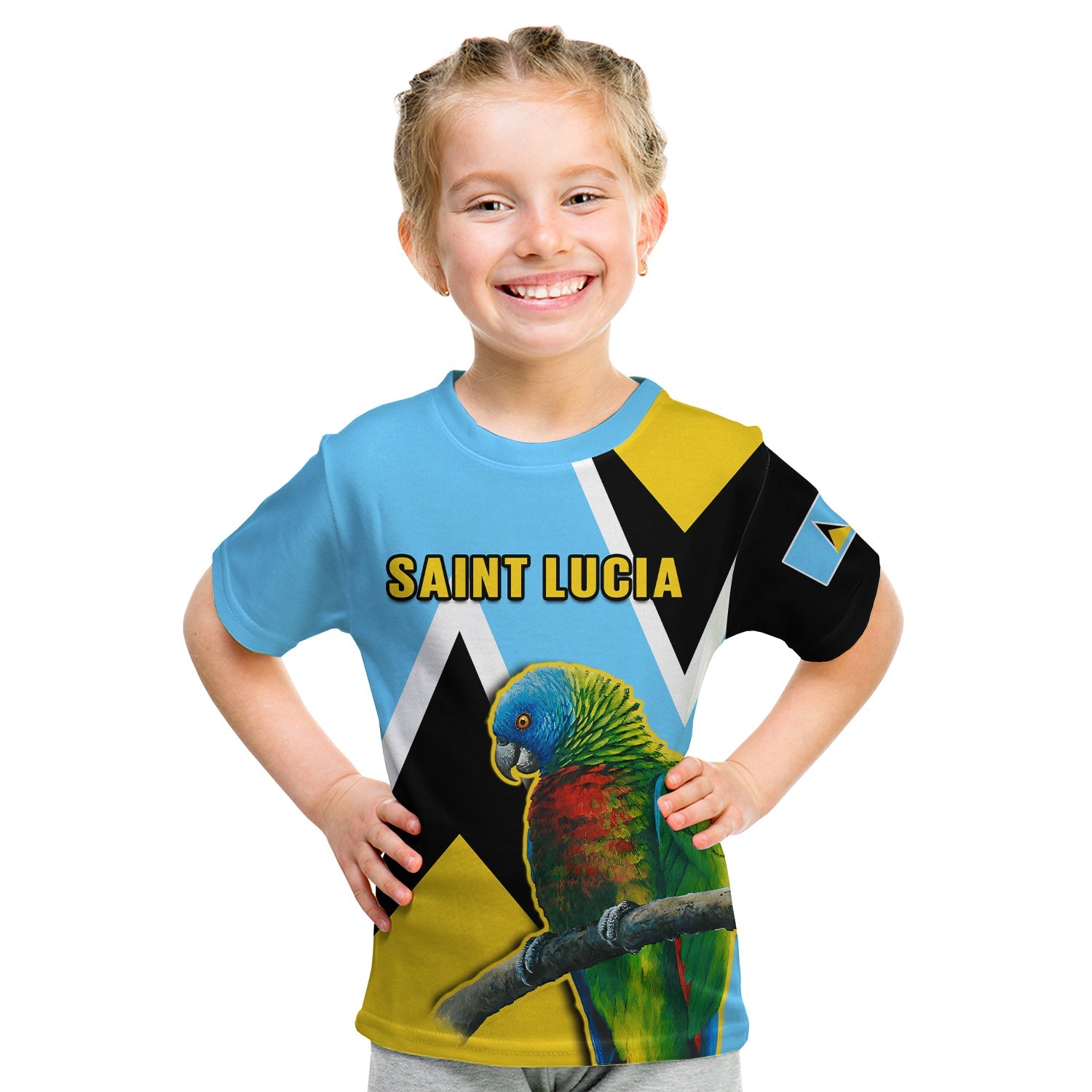 custom-personalised-saint-lucia-t-shirt-kid-saint-lucian-parrot-simple-style