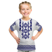 Custom Ukraine T Shirt Navy Ukrainian Folk - Wonder Print Shop