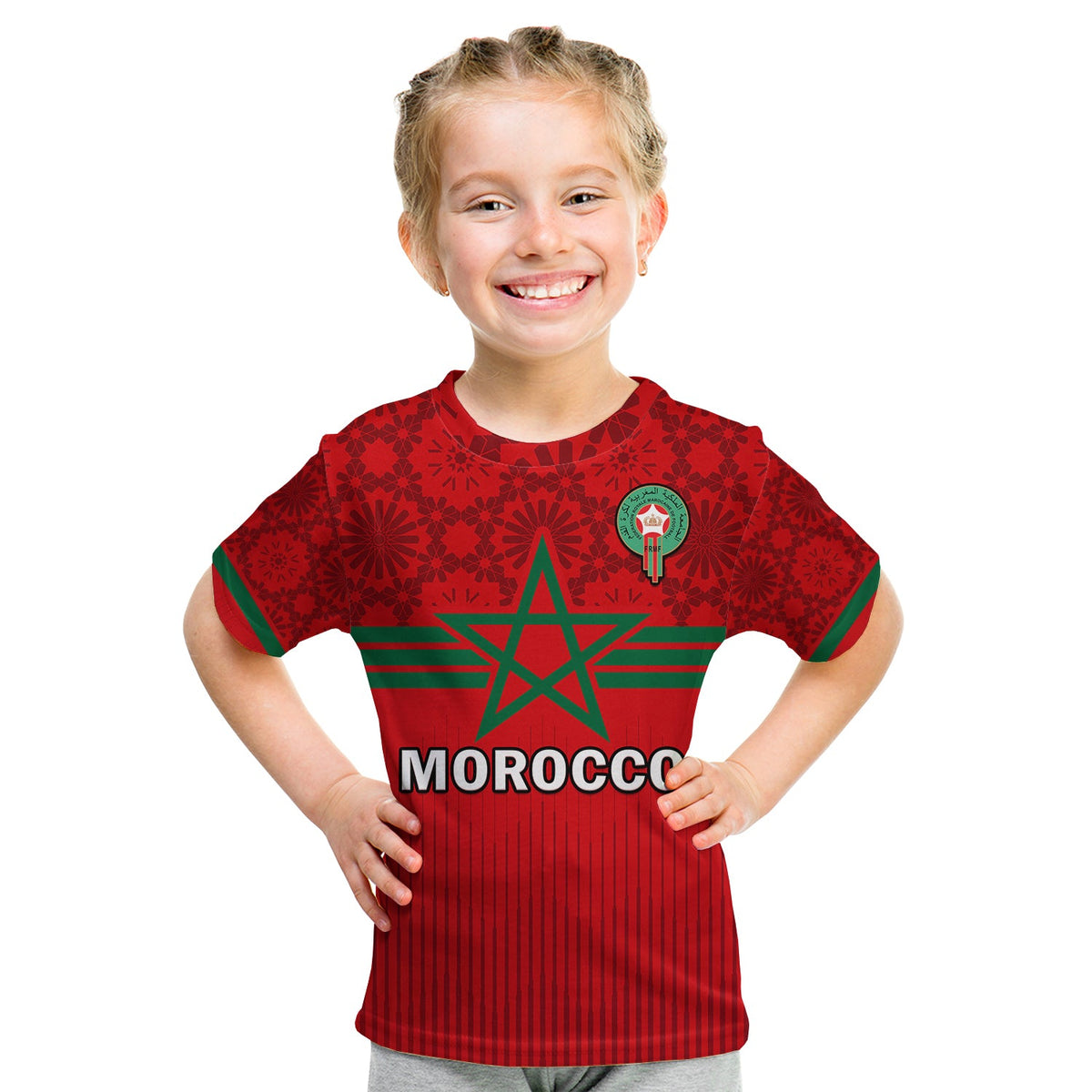 Morocco Football T Shirt World Cup 2022 Red Moroccan Pattern - Wonder Print Shop